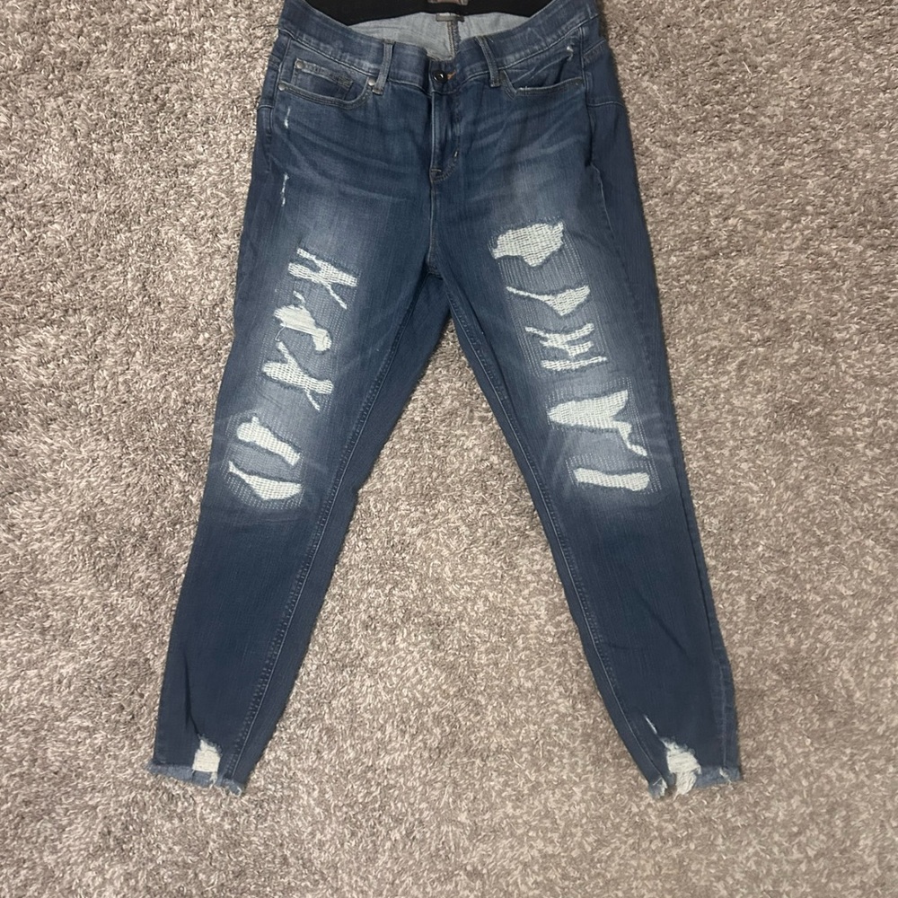 Torrid Dark Blue Distressed Ankle Jeans